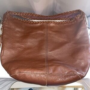 LUCKY BRAND Women's Brown Leather Shoulder Bag Handbag Purse Hobo Bohemian